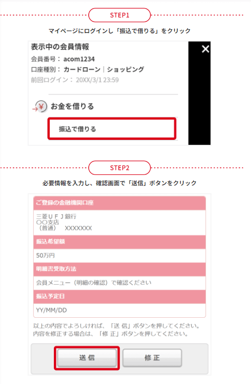 アコムの借り入れの手続き方法